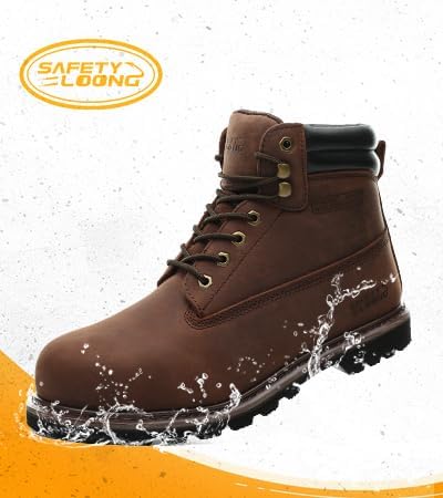 Work Boots for Men Soft Toe Waterproof Leather Workboots