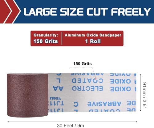 Sandpaper Roll 3.6Inch 30FT 150Grit Aluminum Oxide Emery Cloth Roll