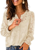 Zeagoo Long Sleeve Shirts for Women Lace Top Button Up Blouse Dressy Casual
