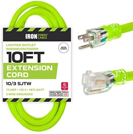 Iron Forge Cable 10 Gauge Extension Cord Heavy Duty, 10 Ft - SJTW