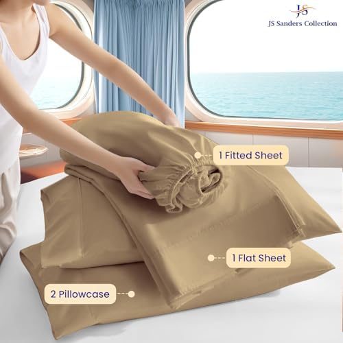 JS Sanders Collection 4PC Boat Sheet Set Universal V Berth, Taupe