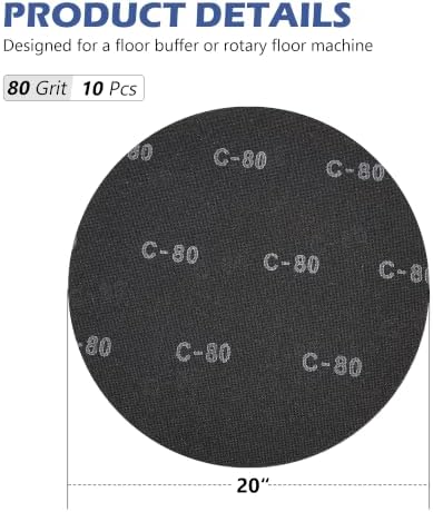 HUAALIUCHE 20" Sanding Screen Discs - Mesh Floor Sanding Screen - Black Silicon Carbide - for Wood Floors (10 Pack, 80 Grit)