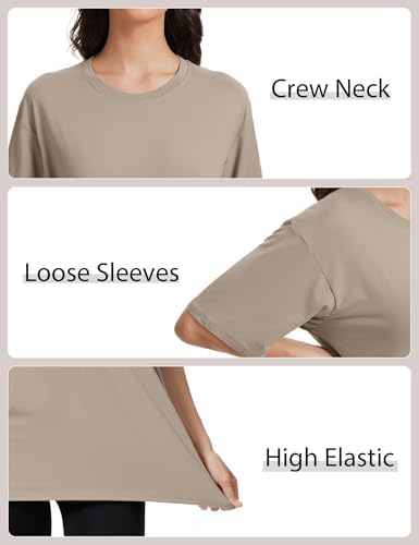 Kinglaman 5 Pack Womens Oversized T Shirts Workout Short Sleeve Summer Tops