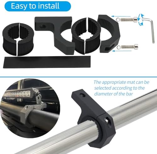 Aluminum Mounting Bracket Kit Tube Clamp 2Pcs 1.37" 1.5" 2" Bullbar Roof Rack Roll Cage Horizontal Bar Clamp Mounting Kit fit for Trucks Car ATV Motorcycle Truck