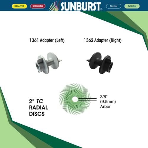 Dedeco Sunburst Radial Bristle Discs 12-Pack - 2" Curved - 3/8" Arbor - Light Green 14000 Grit (Ultra-Fine, 1 Micron) - Aluminum Oxide for Polishing & Finishing