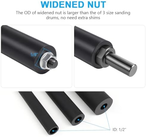 Spindle Sander Adaptor 4-1/2" x 1/2" with Rubber Sanding Drum Kit OD 3/4", 1", 1-1/2" and Sandpaper Sleeves Grit# 80,120 - S/10