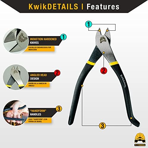 KwikSafety - Charlotte, NC - PINZA Ironworker Pliers Heavy Duty Diagonal Cutting Pliers Angled Head Steel Rebar Cut Aluminum Bi-Material Tempered Handles & Short Beveled Jaws Lineman Plier