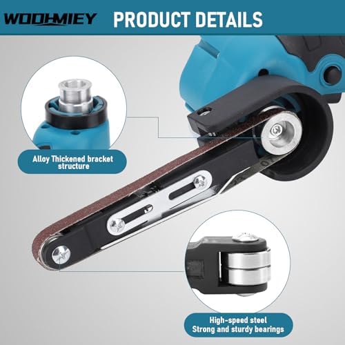Cordless Belt Sander, 16.8V Lithium Battery, 7000RPM, 15 Sanding Belts(80-1000 Grits), Powerful Motor for Wood, Metal,Curved Surfaces,Long-Lasting Performance, Fast Charging