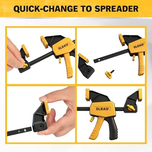 6" Mini Bar Clamps for Woodworking, 2-Piece One-Handed F Clamp/Spreader, 75LBS Load Limit Wood Clamp, Quick Release Grip Clamps for Table Wood Working, Light-duty Tools