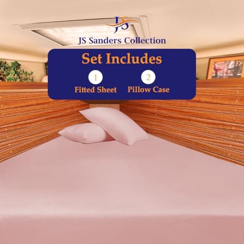 JS Sanders V Berth Boat Sheet 3 Pcs 600 TC Egyptian Cotton,Blush