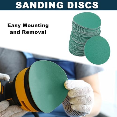 Car Sanding Discs 2inch 120 Grit Abrasion Resistance | Round Hook and Loop Sandpaper Green 50 Pcs