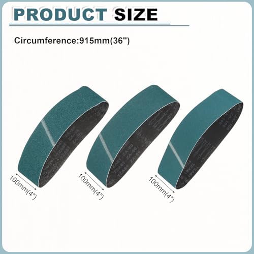 HARFINGTON 4 x 36 Inch Sanding Belts, 9 Pcs 36/60/100 Grit
