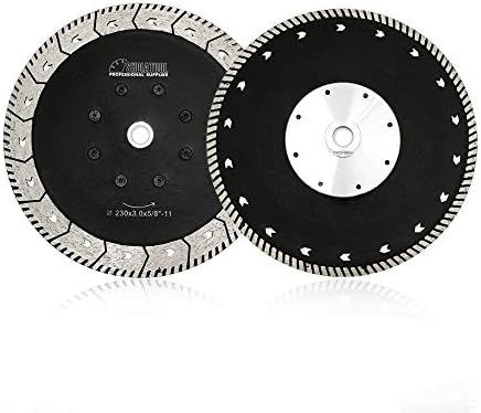 SHDIATOOL 9 Inch Granite Turbo Cutting Blades Two-in-One Design Cut Grind Sharpen Marble Concrete and Bricks(2-Pack)
