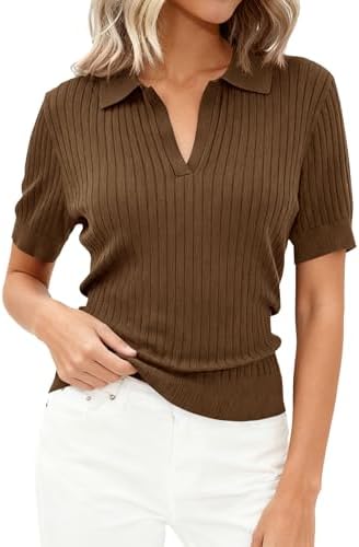 PRETTYGARDEN Women's Short Sleeve Sweater Polo Shirts