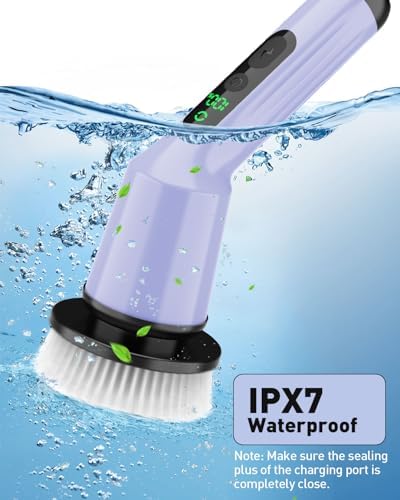 Electric Spin Scrubber for Bathroom, Shower Scrubber with Long Handle