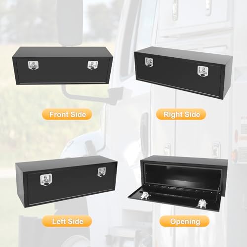 48 Inch Underbody Truck Box Steel Storage Tool Box,48" x 14" x 16" Tool Chest Organizer w/Lock and Keys For Pickup,Truck Bed, RV, Trailer,Heavy Duty Waterproof Black box