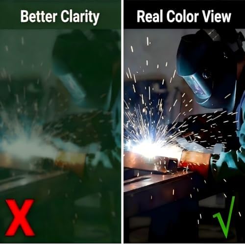Welding Helmet Auto Darkening-Solar/Battery Powered-True Color -Wide View Screen Welding Mask-2 Arc Sensor, 0.1ms Response Time-Shade 9-13,For SMAW, MIG, TIG And Grinding