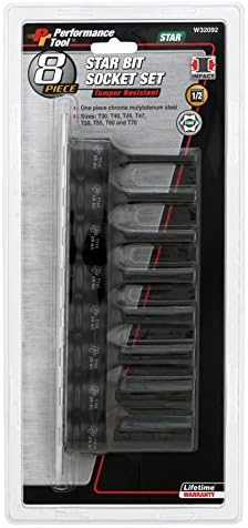 Performance Tool W32092 8pc 1/2" Dr. Star Impact Bit Socket Set (Sizes: T30, T40, T45, T47, T50, T55, T60, T70)