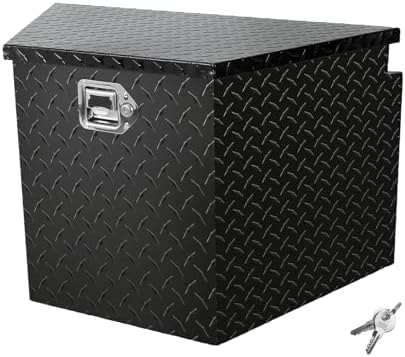 BLACKHORSE-RACING Heavy Duty Aluminum Trailer Tongue Tool Box for Pick Up Truck Bed RV ATV with Lock & Keys 29"(L) X17(W) X18(H)-Black