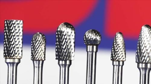 Drill America SC-7 Carbide Burr/Rotary File Cylindrical Radius-End Double Cut for Die Grinder 3/4" Dia. x 1" Cut Length with 1/4" Shank and 2-3/4" Overall Length, DUL Series