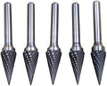 5Pcs/set 1/2 Dia.Pointed Tree Solid Carbide Burrs Heavy Duty Grinding Cutting Heads Chamfering Abrasion Industrial Deburring Rotary Tools for Steels Curved surfaces Slots Holes