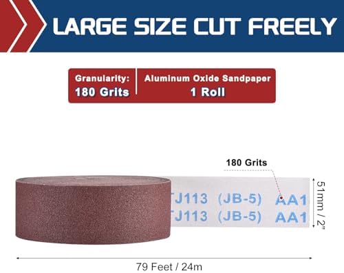 Sandpaper Roll 2Inch 79FT 180Grit Aluminum Oxide Emery Cloth Roll