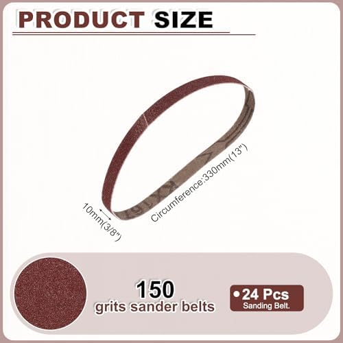 HARFINGTON 3/8 x 13 Inch Sanding Belts, 24 Pcs 150 Grits Aluminum Oxide