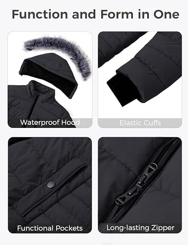 wantdo Women's Plus Size Winter Coats Puffer Coat Parka Jacket with Hood