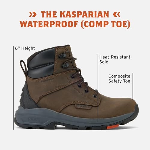 BRUNT Men's Kasparian (Comp Toe) - 6" Lightweight Waterproof Safety Toe Work Boot - EH Rated - Slip + Oil Resistant