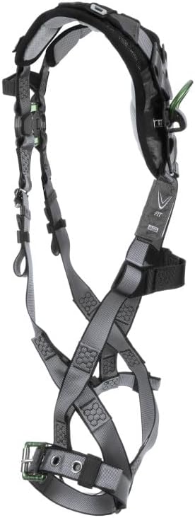 MSA V-FIT Standard Safety Harness - Polyester & Nano-Technology Treated Web Full Body Harness Back, Shoulder Padding, Gray