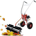 Gas Powered Power Broom 43CC 1.7HP, Walk Behind Sweeper Brush 2-Stroke Engine, Nylon Rolling Brush Lawn Sweeper Cleaner, Portable Turf Sweeper for Artificial Grass, Gravel, Snow, Yard Cleaning
