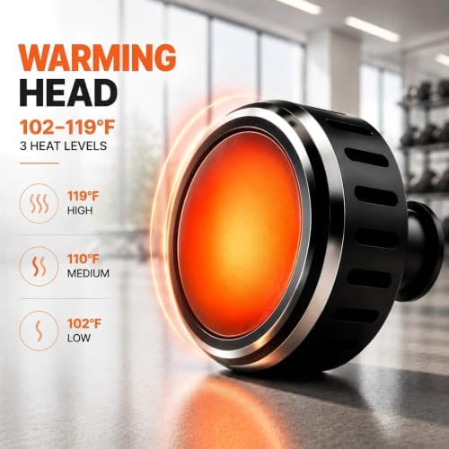 Massage Gun with Heat & Extension Handle, 12 Speeds, Detachable Design