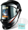 TRQWH Welding Helmet Auto Darkening Large Viewing True Color Solar Powered Welding Mask with 4 Arc Sensor Adjustable Wide Shade Range 4~5-8/9-13 Welder Mask with Grinding (TA-KY650A-BL)