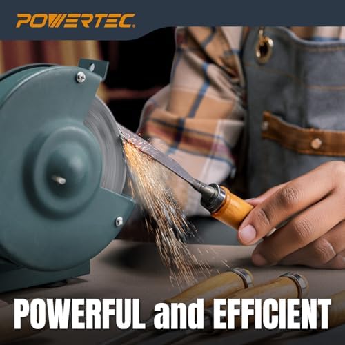 POWERTEC Bench Grinder Wheel 2PK, 8 Inch Grinding Wheel 150 Grit, Aluminum Oxide, 8 Bench Grinder Wheels for Pedestal & Benches, 1" Thick 5/8" Arbor, Sharpening Shaping Drill Bits, Knife - 15523