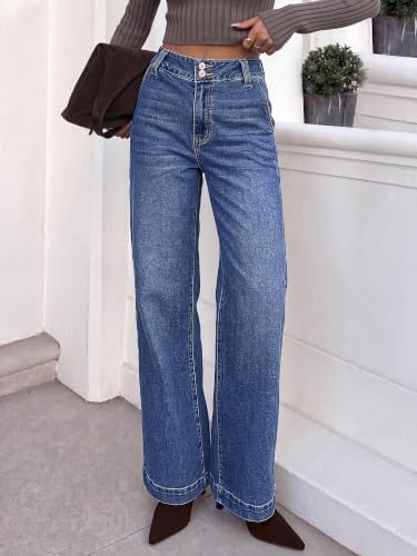 KIRUNDO Wide Leg Jeans for Women High Waisted Denim Pants