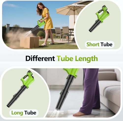 Leaf Blower Cordless with 2 x 3.0Ah Battery and Charger, 680CFM 260MPH Electric Blower with 2 Speeds, 20V Handheld Leaf Blower for Lawn Care, Blowing Leaves, Dust, Snow, Gravel for Patio, Yard, Green