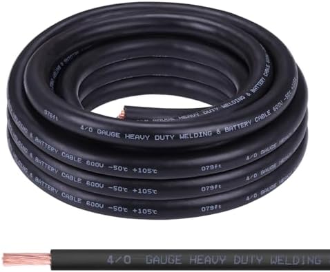 4/0 Gauge Battery Cable,20FT Black 4/0 AWG Pure Copper Wire Welding Cable, for Automotive, Battery, Solar and Generator, Standard USA OFC Wire