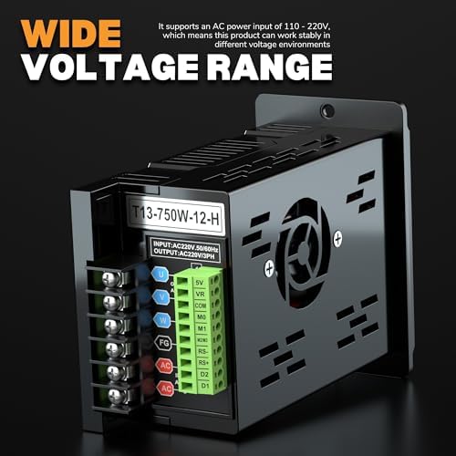 Generic 750W 1HP VFD, AC 110-220V Variable Frequency Drive, Single Phase to 3 Phase Converter for Speed Control of Spindle Motor, Lathe Motor, HVAC System, CNC Machine, Milling Machine More