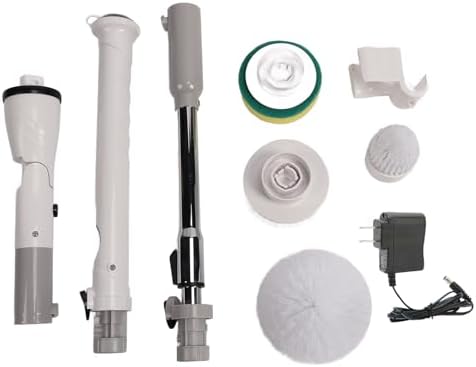 100-240V US Plug Electric Spin Scrubber with Metal Gear 320 RPM Motor - IPX9 Cordless Floor Cleaning Brush with 4000 mAh Battery, 120 Minute Runtime, 62 to 124 cm Extendable