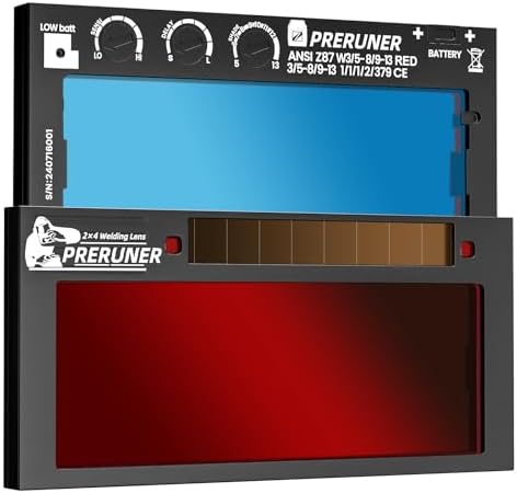 Flex Series Red Shade 5-13 Auto Darkening Welding Lens 2x4-1/4, Adjustable Welding Lens with Sensitivity & Delay Control, Teal Clarity View for Welding Hoods