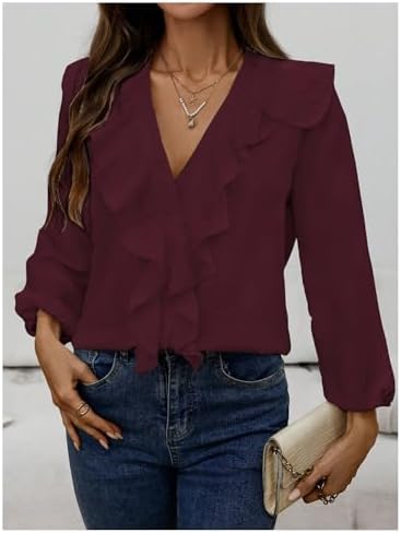 GORGLITTER Women's Ruffled Top Blouses Dressy Business Casual Outfits