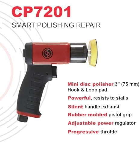 Chicago Pneumatic CP7201P - Kit - 3 Inch (75 mm) Air Polisher, Pistol Handle, Hook & Loop - 2,500 RPM