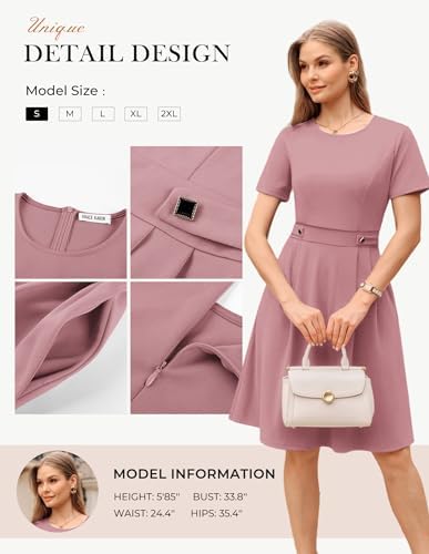 GRACE KARIN Women's 2026 Short Sleeve Church Work Midi Dresses with Pockets