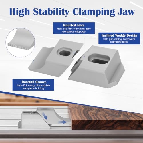 4-Piece CNC Low Profile Side Clamps, Premium Aluminum Lateral Edge Clamping Vise Set for Milling & Engraving Machines, Heavy-Duty 60kN Workholding Fixture for T-Slot & Perforated Tables (3.14"x1.14")