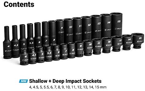 Capri Tools 1/4-Inch Drive Master Impact Socket Set (Shallow & Deep Set / 4-15 mm)