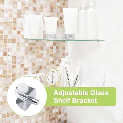 Adjustable Glass Shelf Bracket, 20Pcs Frameless Glass Clamp with Pin Wall Mounted Clips for 4-8mm Glass Cabinet