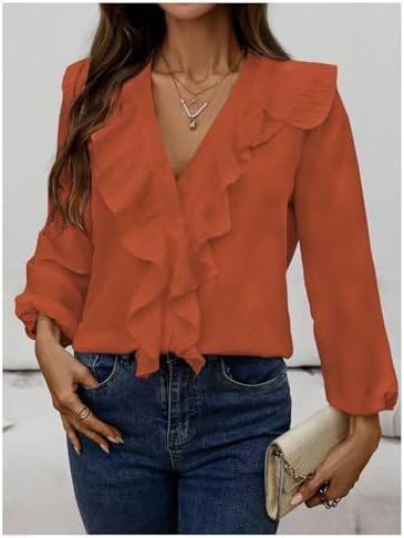 GORGLITTER Women's Ruffled Top Blouses Dressy Business Casual Outfits