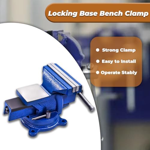 kimllier 5 Inch Heavy Duty Bench Vise with Anvil 360 Degree Swivel Locking Base Bench Clamp, Fit for Clamping Fixing Equipment Home or Industrial