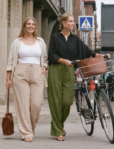 Showitty Wide Leg Pants for Women with Pockets, High Waist Yoga Lounge