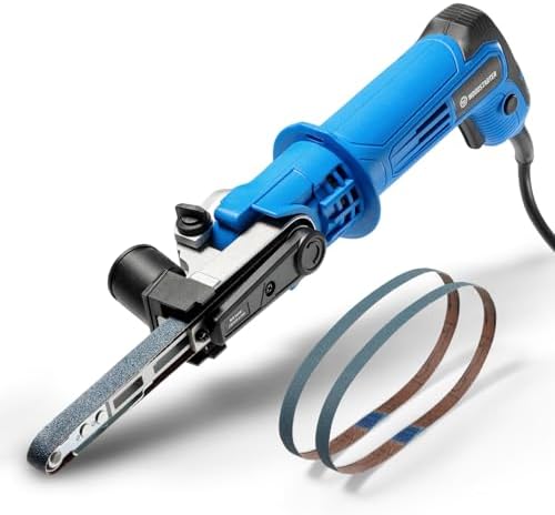 Variable Speed Detailing File Sander with 1/2" X 18" Belt, 2.3AMP, 1000-1800 ft/min 6 Speed, 0-60° Adjustable, Tool-Free Belt Change, Lightweight, for Wood, Mental, Plastic